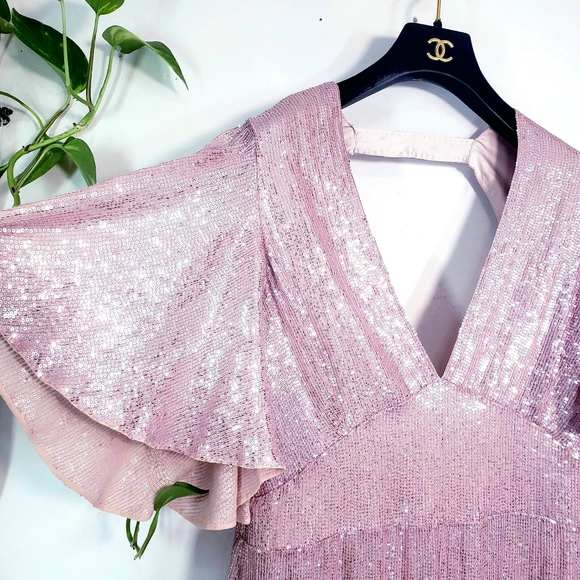 $2,574 NWT Temperley LONDON Pink Sparkle Gown 8 M - Picture 10 of 14